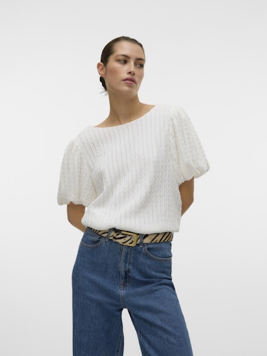 Vero Moda Nomi Short Sleeve Top - Snow White