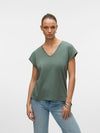 Vero Moda Luna Short Sleeve V Neck Tee - Laurel Wreath