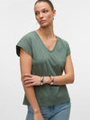 Vero Moda Luna Short Sleeve V Neck Tee - Laurel Wreath