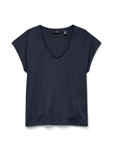 Vero Moda Luna Short Sleeve V Neck Tee - Navy Blazer