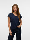 Vero Moda Luna Short Sleeve V Neck Tee - Navy Blazer