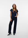 Vero Moda Luna Short Sleeve V Neck Tee - Navy Blazer