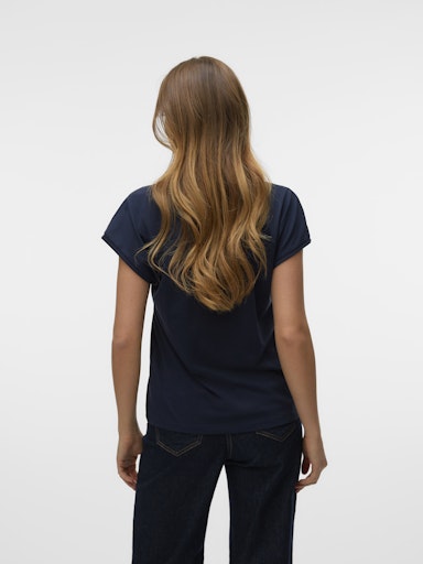 Vero Moda Luna Short Sleeve V Neck Tee - Navy Blazer