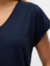 Vero Moda Luna Short Sleeve V Neck Tee - Navy Blazer