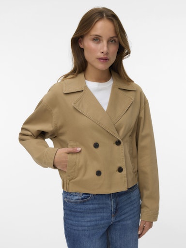 Vero Moda Lowa Long Sleeve Collared Denim Trenchcoat - Kelp