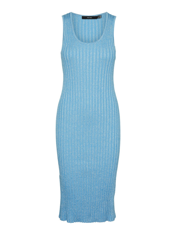 Vero Moda Short Sleeve U-Neck Dress - Bonnie Blue/Silver