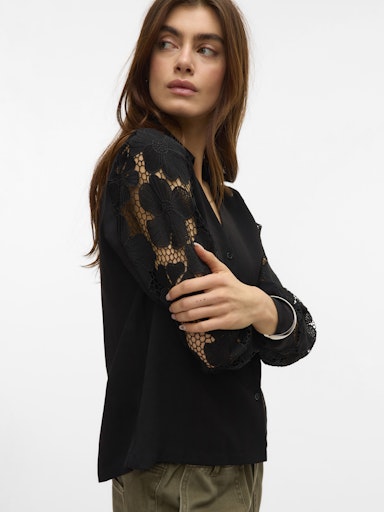 Vero Moda Nana Long Sleeve Lace Shirt - Black