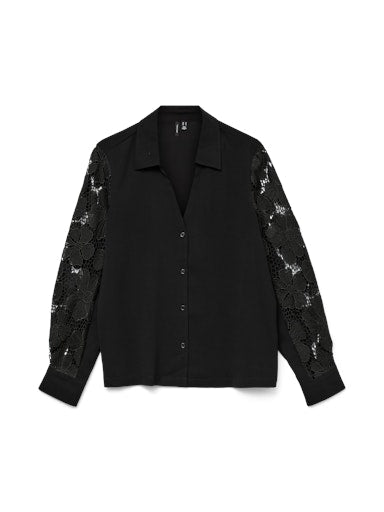 Vero Moda Nana Long Sleeve Lace Shirt - Black