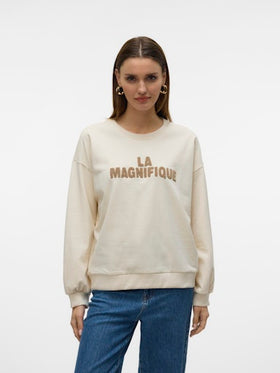 Vero Moda Clora Long Sleeve O Neck Sweat - Birch