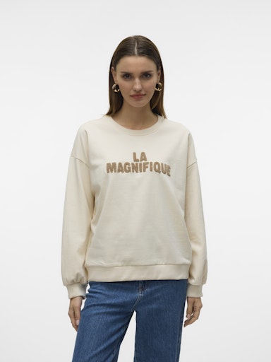 Vero Moda Clora Long Sleeve O Neck Sweat - Birch