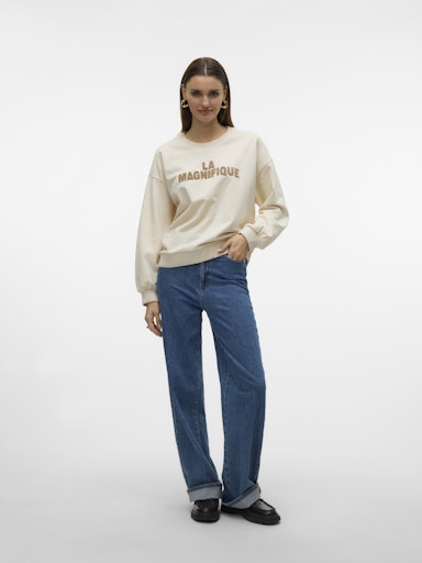 Vero Moda Clora Long Sleeve O Neck Sweat - Birch