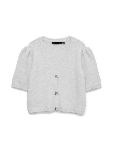 Vero Moda Kaysa 2/4 V Neck Cardigan - Light Grey Melange