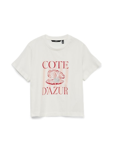 Vero Moda Gina Mette Short Sleeve Top - Snow White Cote D'Azur