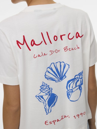 Vero Moda Gina Mette Short Sleeve Top - Snow White Mallorca