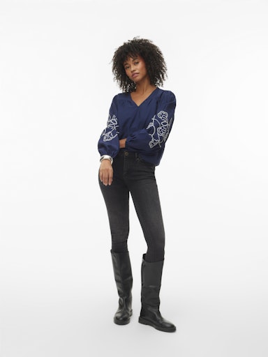 Vero Moda Anya Long Sleeve Top - Navy Blazer