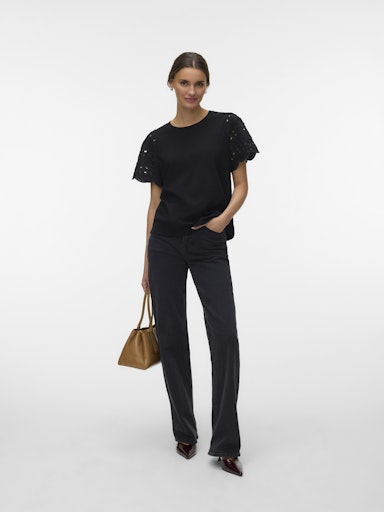 Vero Moda Jasy Short Sleeve O Neck Top - Black