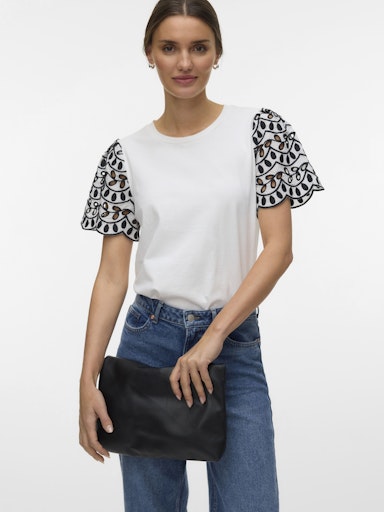 Vero Moda Jasy Short Sleeve O Neck Top - Snow White