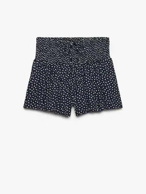 Superdry Printed Mini Smocked Shorts - Eclipse Navy Ditsy Hearts