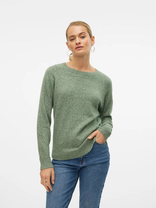 Vero Moda Doffy Long Sleeve 0-Neck Knit - Laurel Wreath