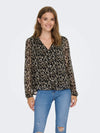Only Luna Long Sleeve V-Neck Top - Black Cora graphic