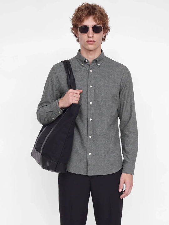 Jack & Jones Stanley Flannel Long Sleeve Shirt - Coal Smoke