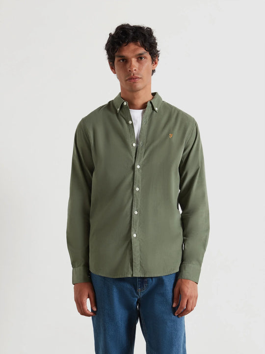 Farah Fontella Slim Fit Corduroy Shirt - Tarragon Green