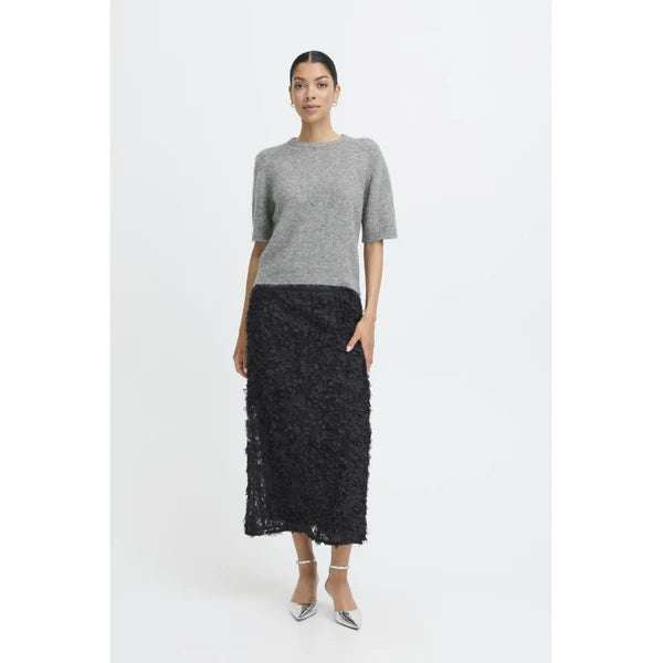 B.young Omea Rhinestone Short Sleeve - Mid Grey Melange