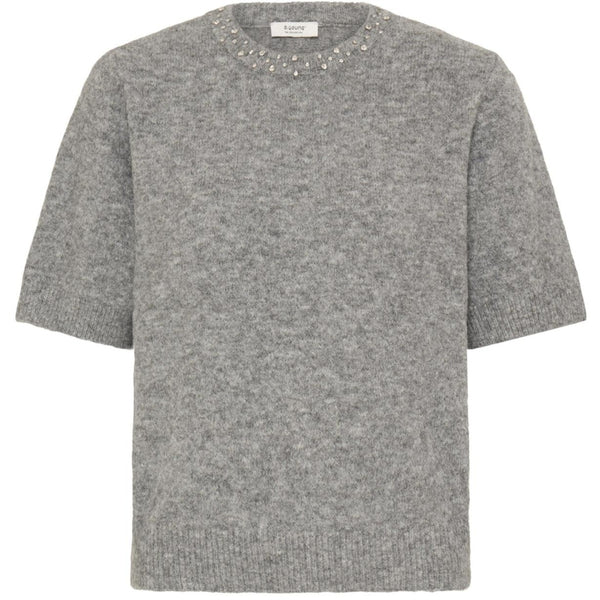 B.young Omea Rhinestone Short Sleeve - Mid Grey Melange