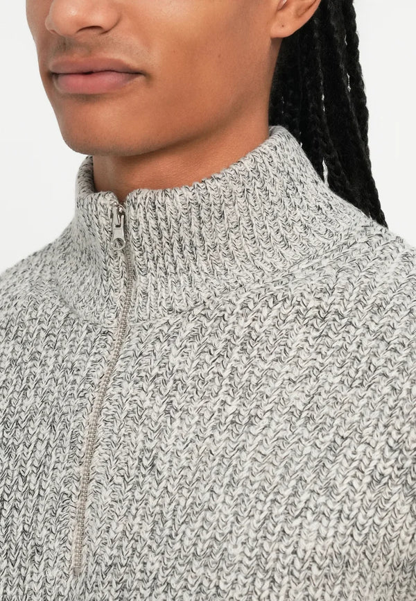 Jack & Jones Bleecker Knit Half Zip - Sea Salt/Black