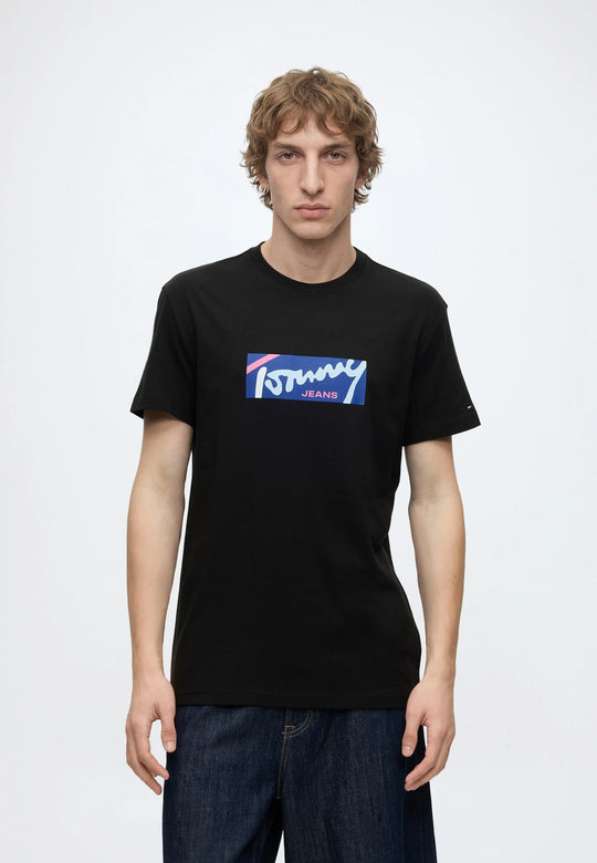 Tommy Jeans Reg Signature Tee - Black