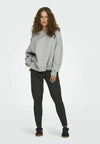 Only Zenna Long Sleeve Oversize Stone Sweater - Light Grey Melange/Silver Rhinestones