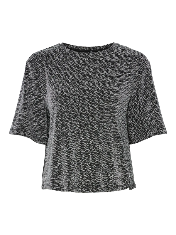 Pieces Jina Short Sleeve Oversized Tee - Silver Lurex