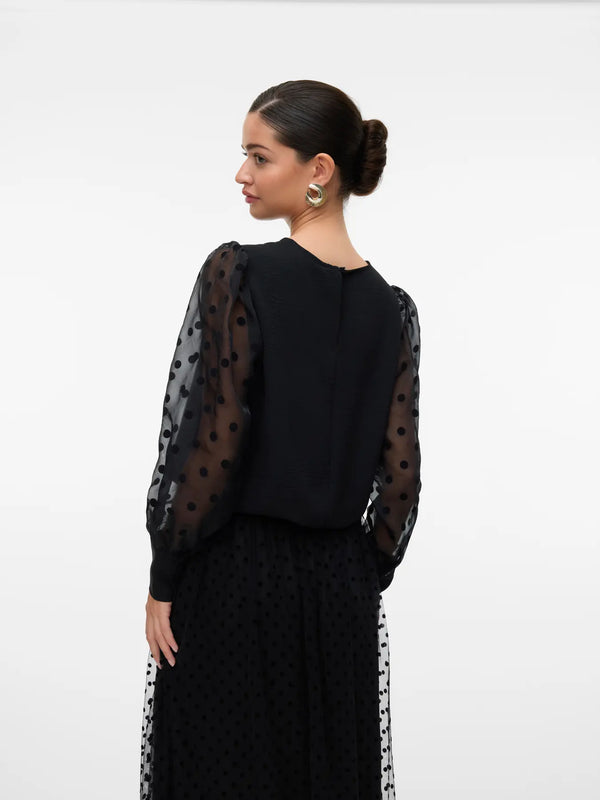 Vero Moda Alva Detail Long Sleeve Top - Black