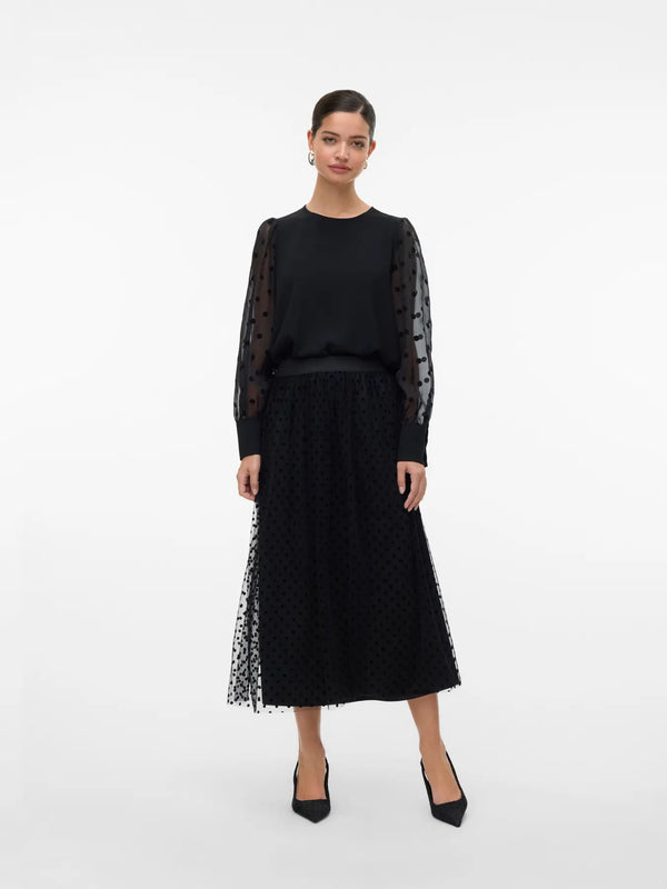 Vero Moda Alva Detail Long Sleeve Top - Black