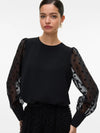 Vero Moda Alva Detail Long Sleeve Top - Black