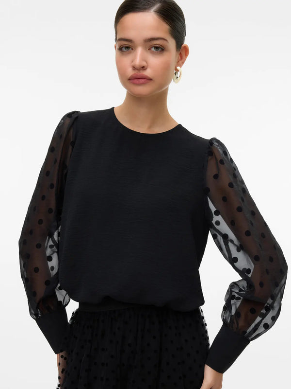 Vero Moda Alva Detail Long Sleeve Top - Black