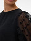 Vero Moda Alva Detail Long Sleeve Top - Black