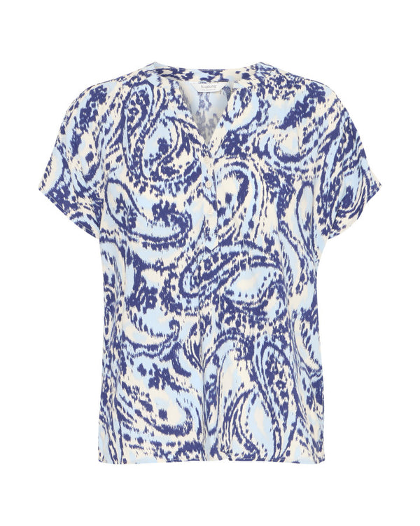 B.young MmJoella V-Neck Top - Blue Paisley