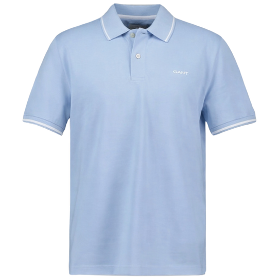 Gant Tipping SS Pique Polo - Fresh Blue