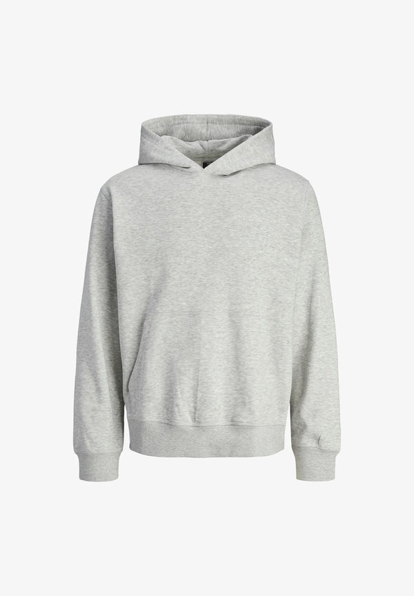 Jack & Jones Interlude Tonal Back Print Sweat Hood - Light Grey