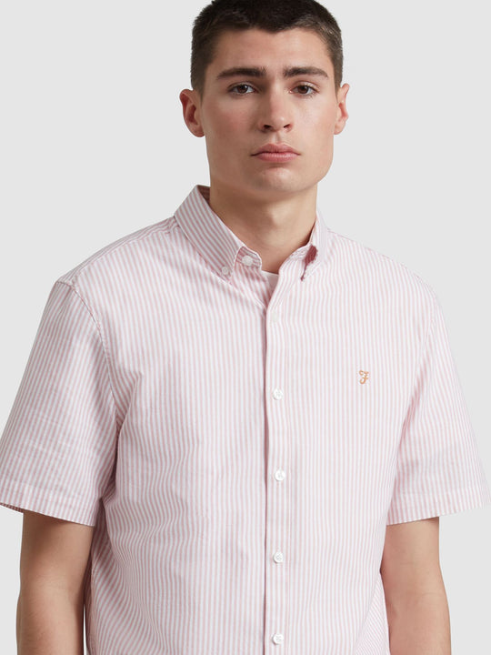 Farah Brewer Stripe SS Shirt - Carnation Pink