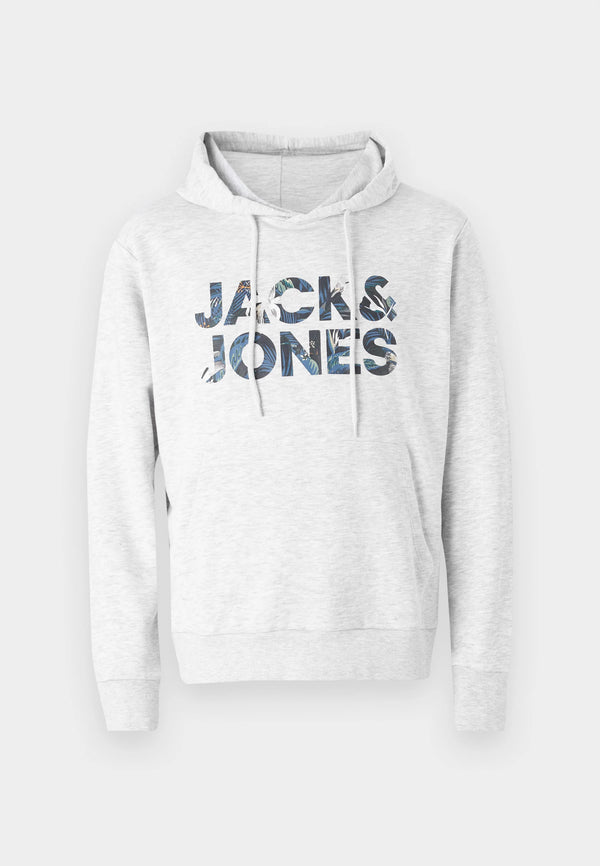 Jack & Jones Bryan Corp Logo Sweat Hood - White Melange