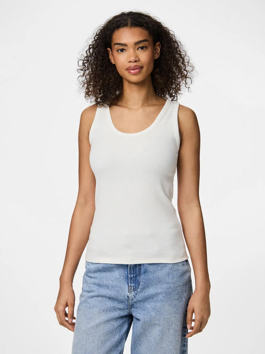 Pieces May Tank Top - Bright White