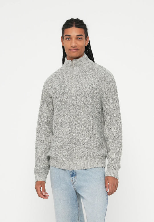 Jack & Jones Bleecker Knit Half Zip - Sea Salt/Black