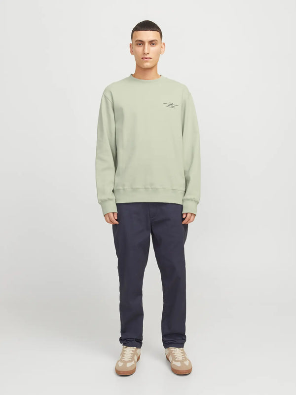 Jack & Jones Chad Branding Sweat Crew - Aqua Grey [Size 2XL]