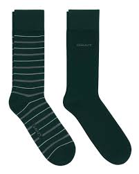 Gant Multi Stripe Socks 2-Pack Gift Box - Tartan Green