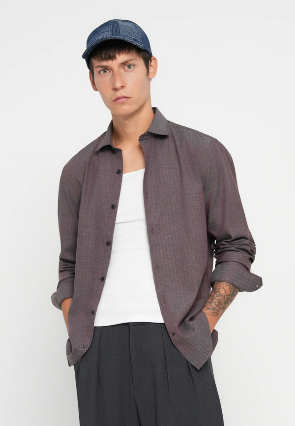 Jack & Jones Parker Melange Long Sleeve Shirt - Winetasting