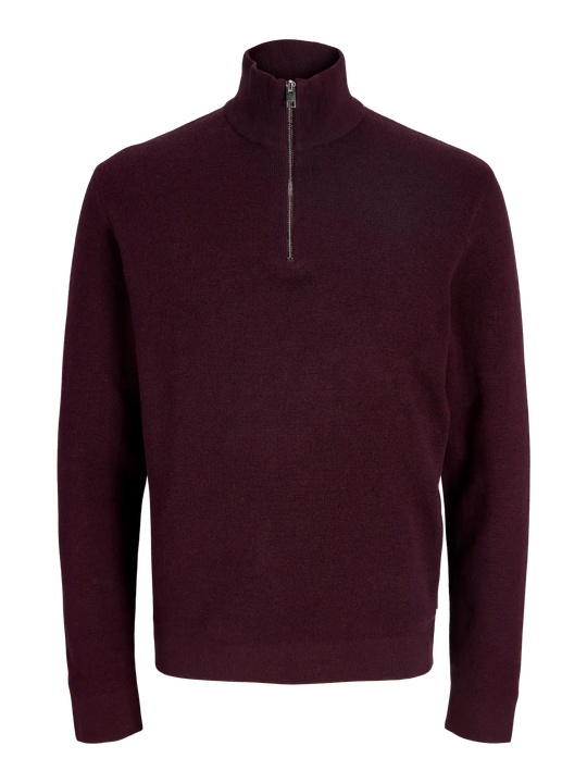 Jack & Jones Milano Stitch Half Zip - Bitter Chocolate