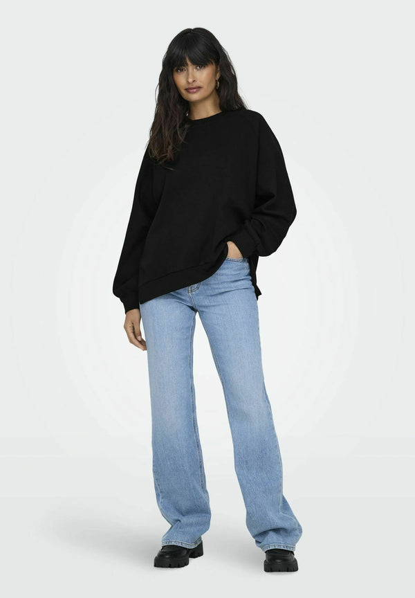 Only Zenna Long Sleeve Oversize Stone Sweater - Black/Black Rhinestones