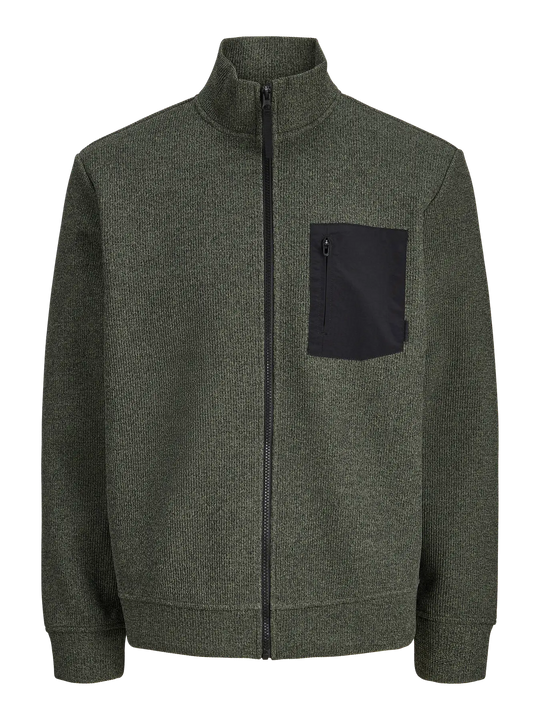 Jack & Jones Fusion Knit Pocket Zip - Peat